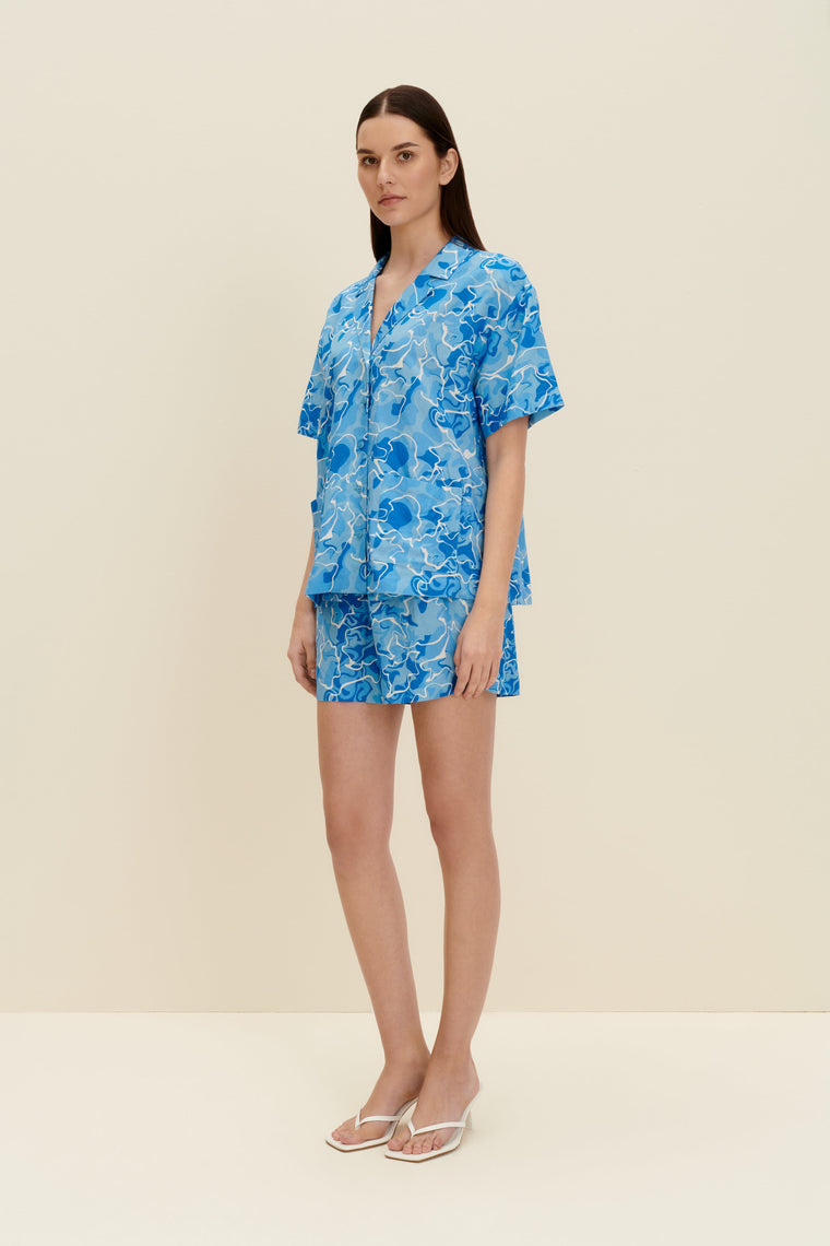 Short sleeve oversized shirt in Pool Water Print