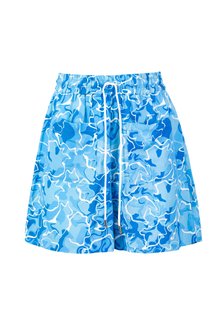 High-rise shorts in Pool Water Print