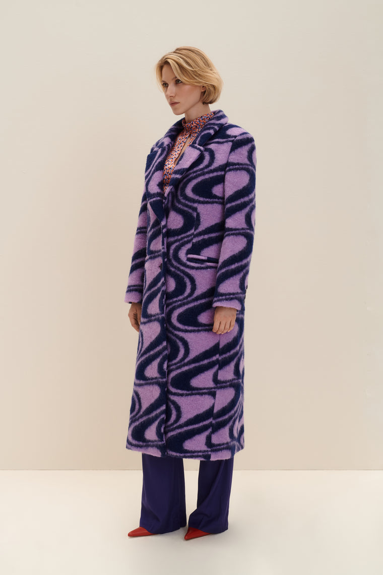 Oversized wool coat in Funky Pattern