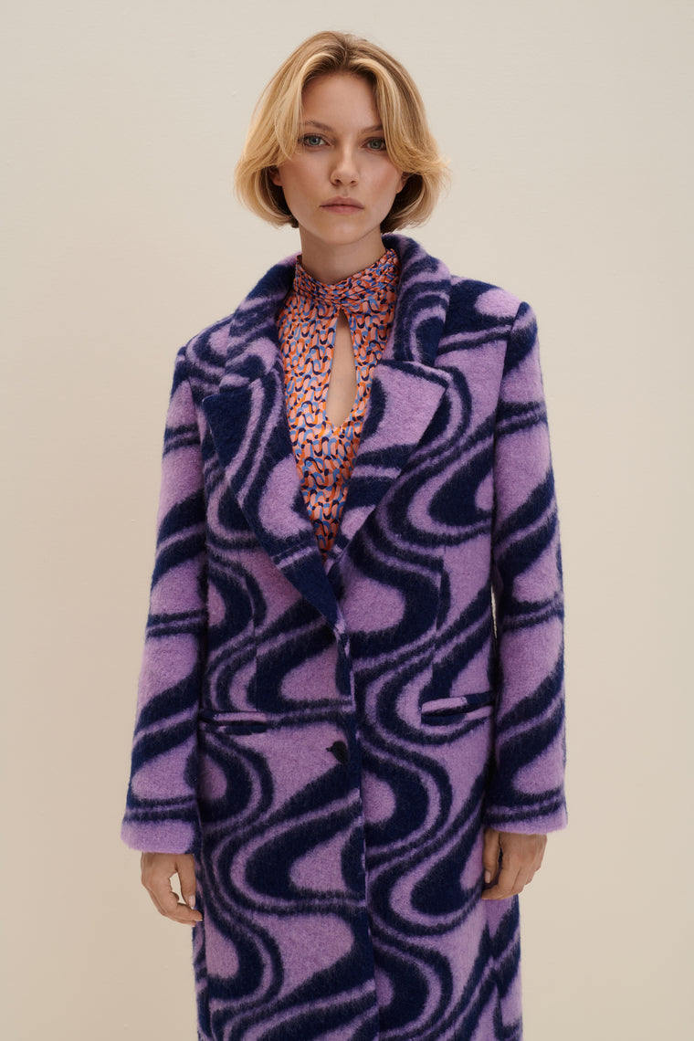 Oversized wool coat in Funky Pattern