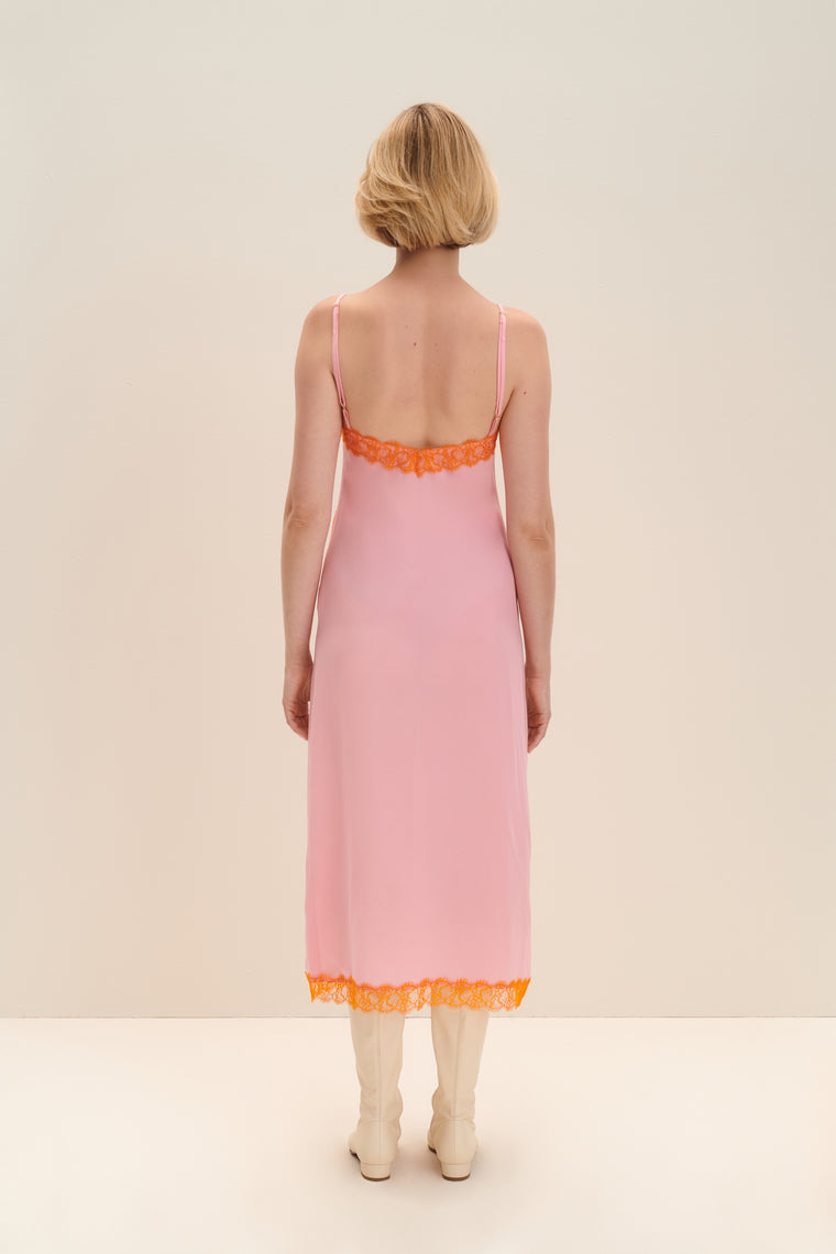 Crepe de chine silk dress in Candy Pink