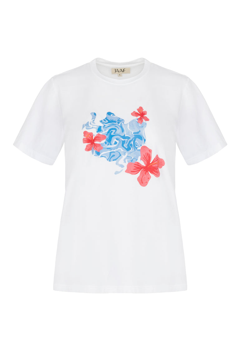 Printed organic cotton t-shirt in White