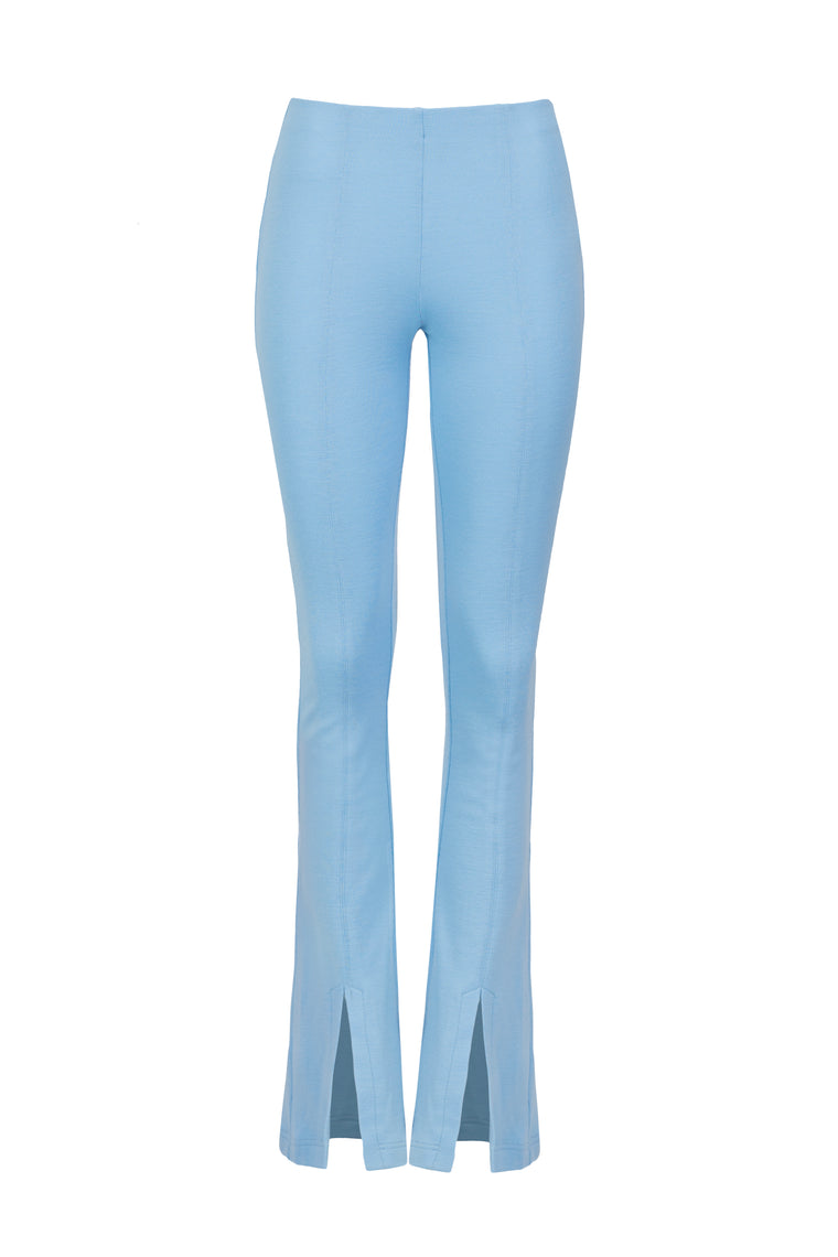 Flared wool pants in Arctic Blue