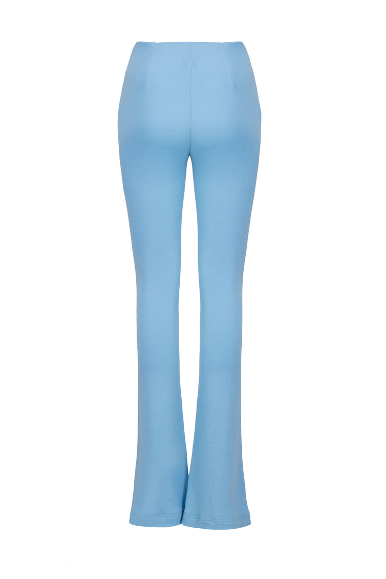 Flared wool pants in Arctic Blue