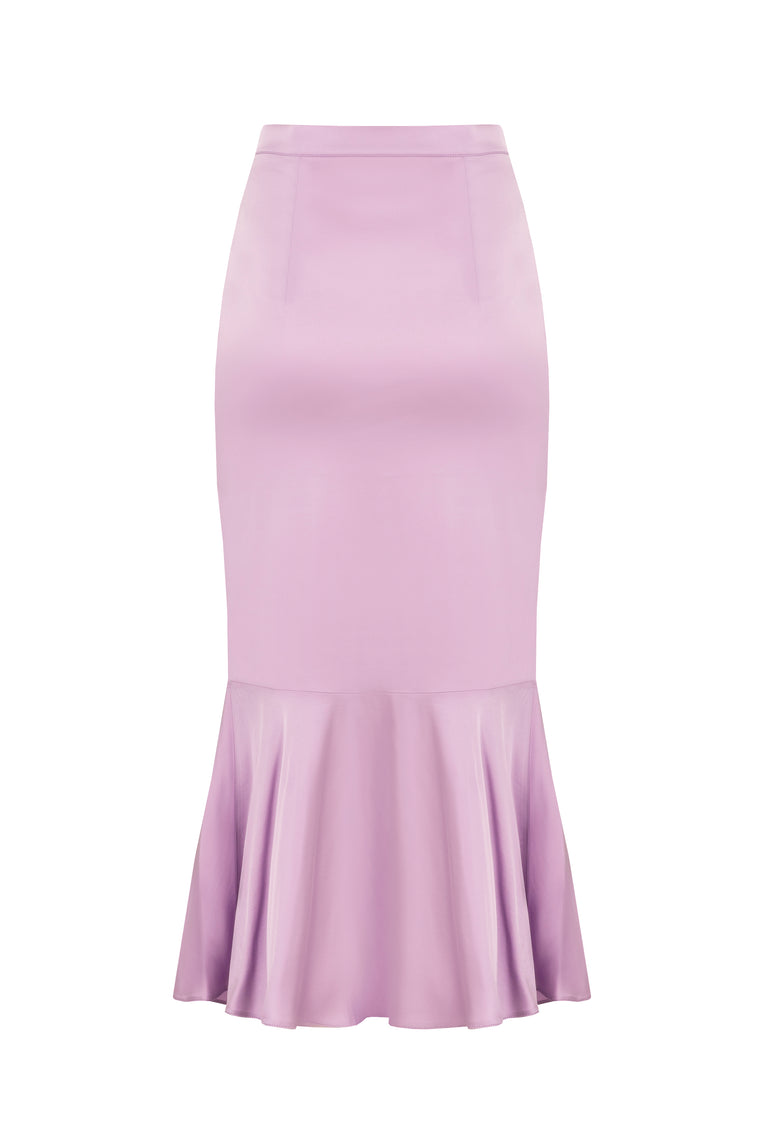 Satin panelled skirt in Lilac