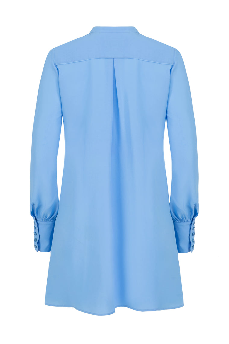 Asymmetric silk dress in Sky Blue