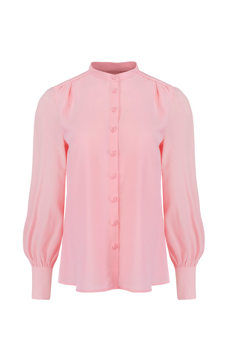 Crepe de chine silk shirt in Candy Pink