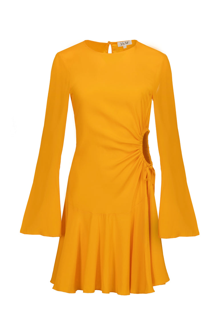 Cutout Silk Dress in Tangerine orange