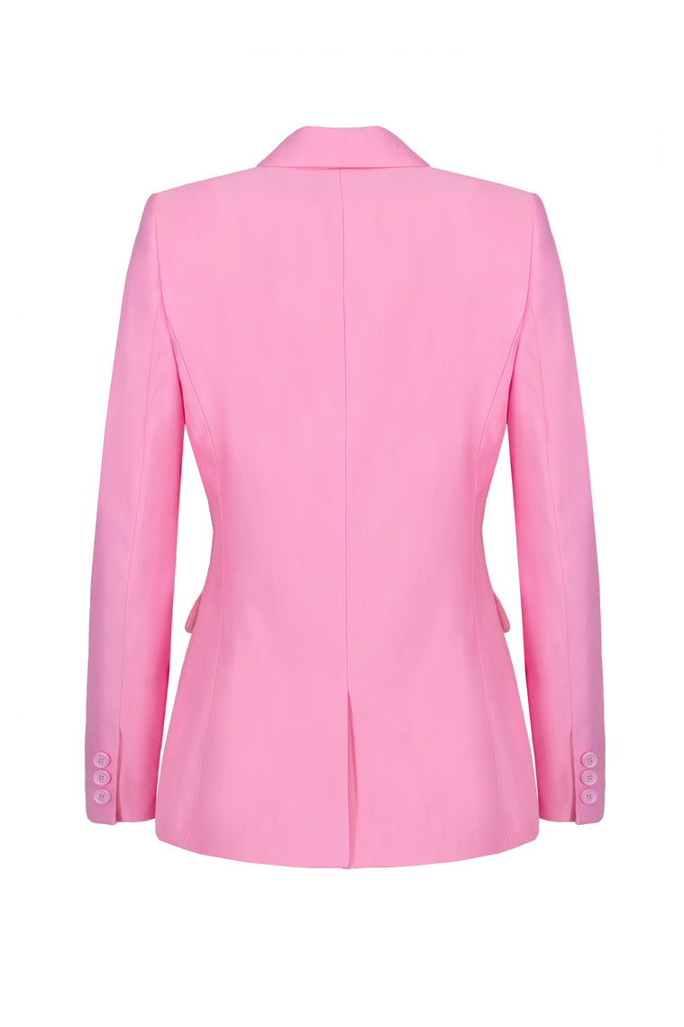 Chic double-breasted blazer in an electrifying pink shade – JAAF