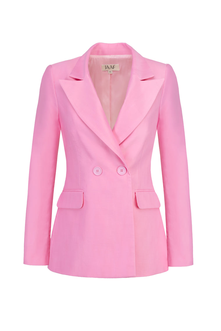 Chic double-breasted blazer in an electrifying pink shade – JAAF