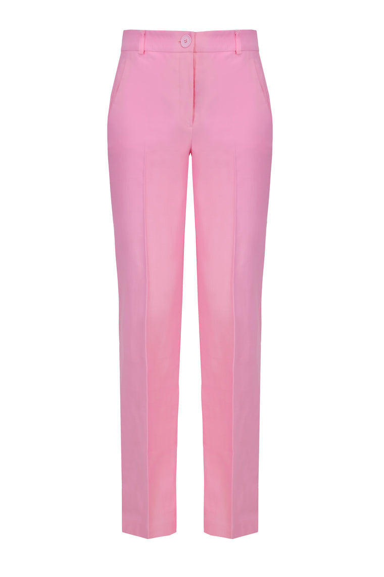 High-rise Trousers in Bubblegum pink