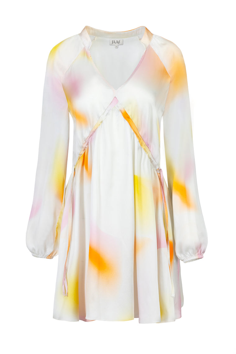 Mini Silk Dress in Aura Light print